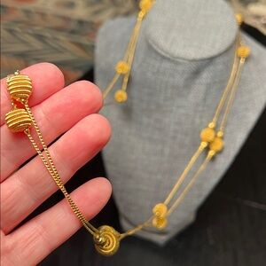 Vintage Trifari Style Gold Tone Coiled Spring Beehive Cobra Chain Necklace